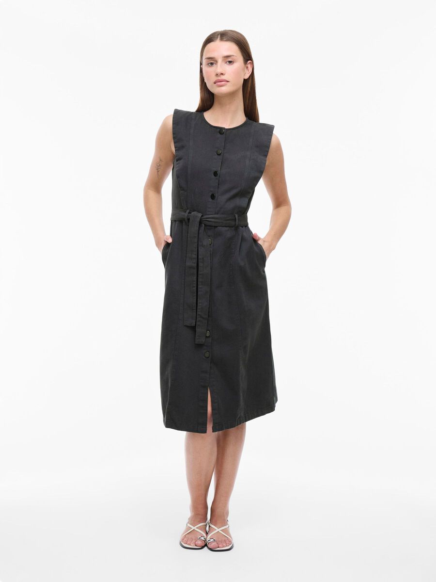 VILA VILUCIANNE MIDI DENIM DRESS, Black Denim, highres - 14106789_BlackDenim_003.jpg