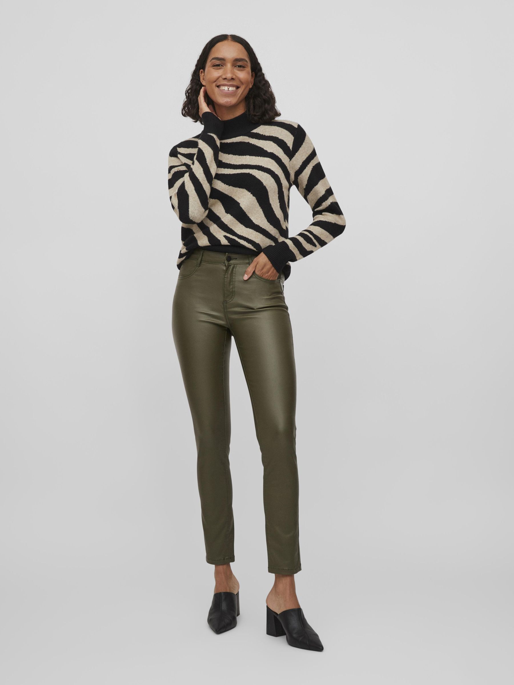 COATED SKINNY FIT JEANS Green VILA