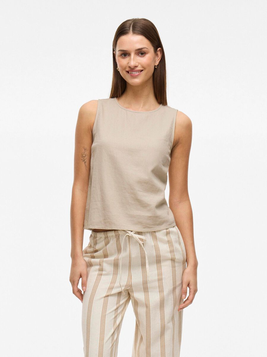 VILA ROUND NECK SLEEVELESS TOP, Feather Gray, highres - 14107384_FeatherGray_003.jpg