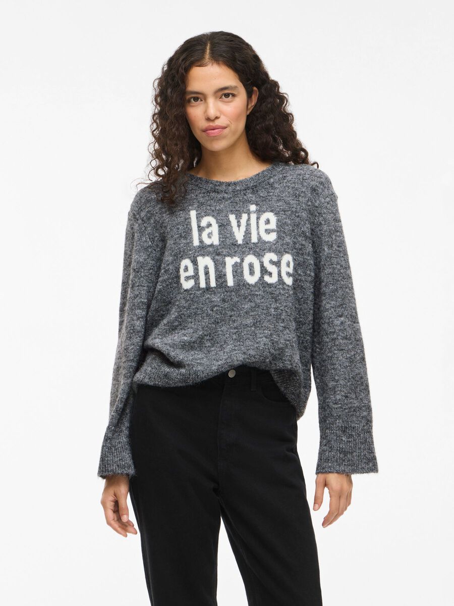 Carousel image - VIMELIE RUNDHALS STRICKPULLOVER, Medium Grey Melange | 1