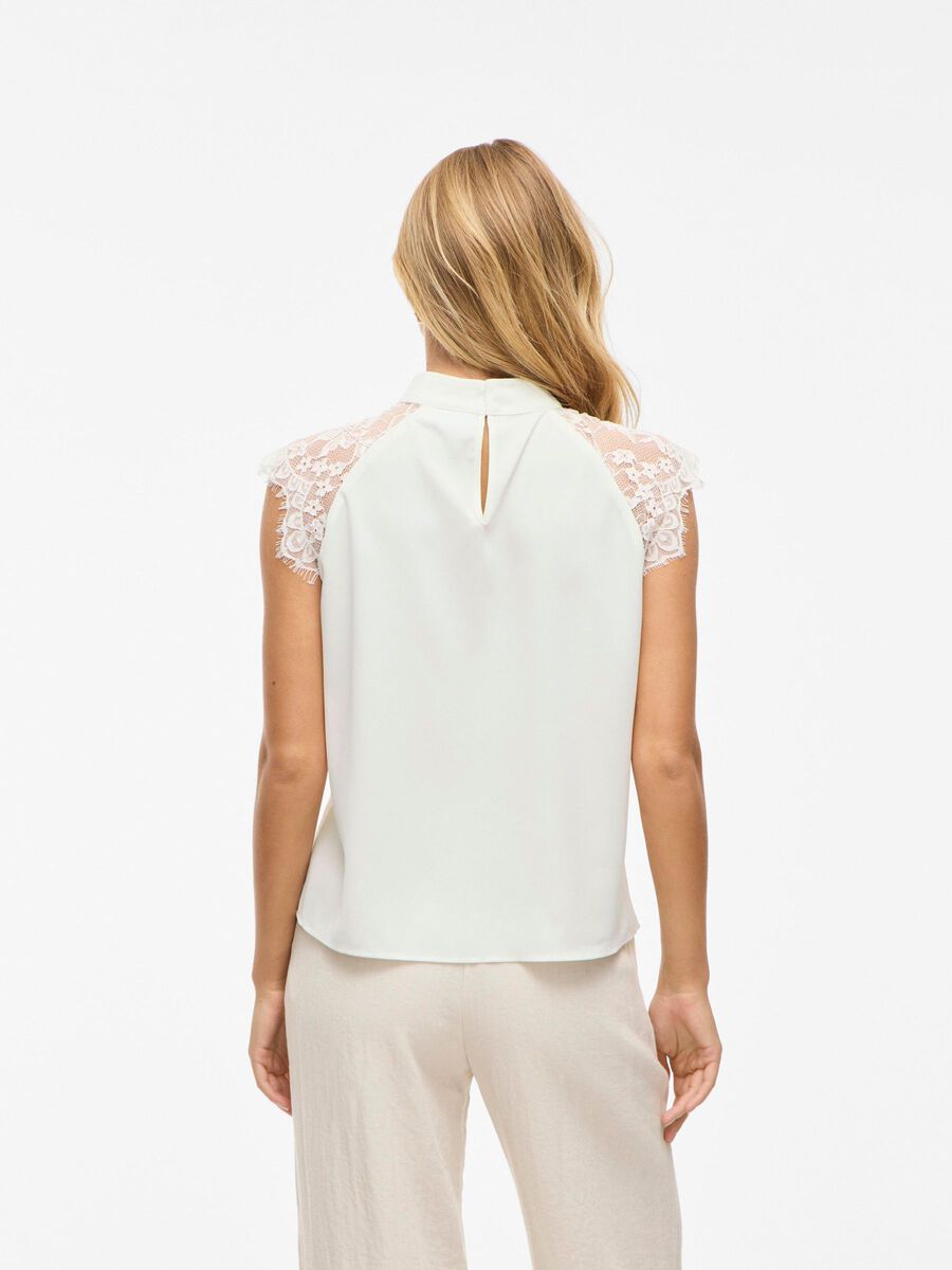 VILA VISIMPLY LACE SHORT SLEEVED TOP, Snow White, highres - 14112695_SnowWhite_004.jpg