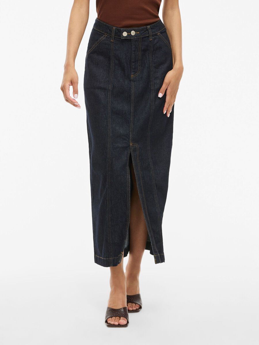 VILA VIJAF DENIM MAXI SKIRT, Dark Blue Denim, highres - 14107704_DarkBlueDenim_003.jpg
