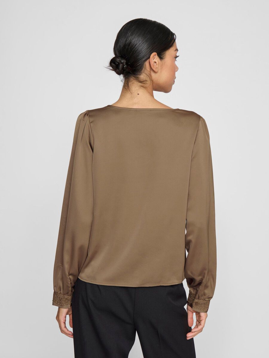 VILA V-NECK LONG SLEEVED TOP, Mountain Trail, highres - 14106180_MountainTrail_004.jpg