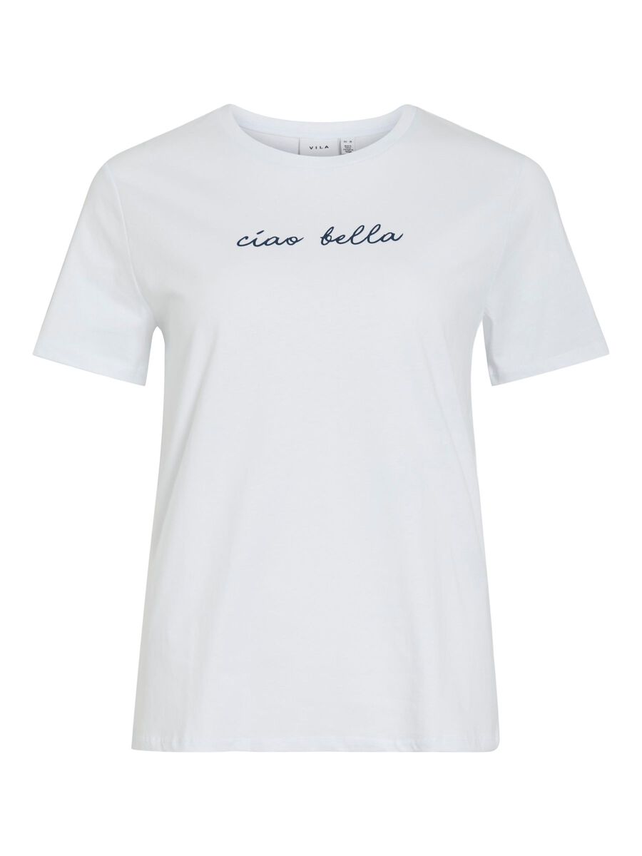 VILA VIAMUR COTTON SHORT-SLEEVED T-SHIRT, Optical Snow, highres - 14111208_OpticalSnow_1229637_001.jpg