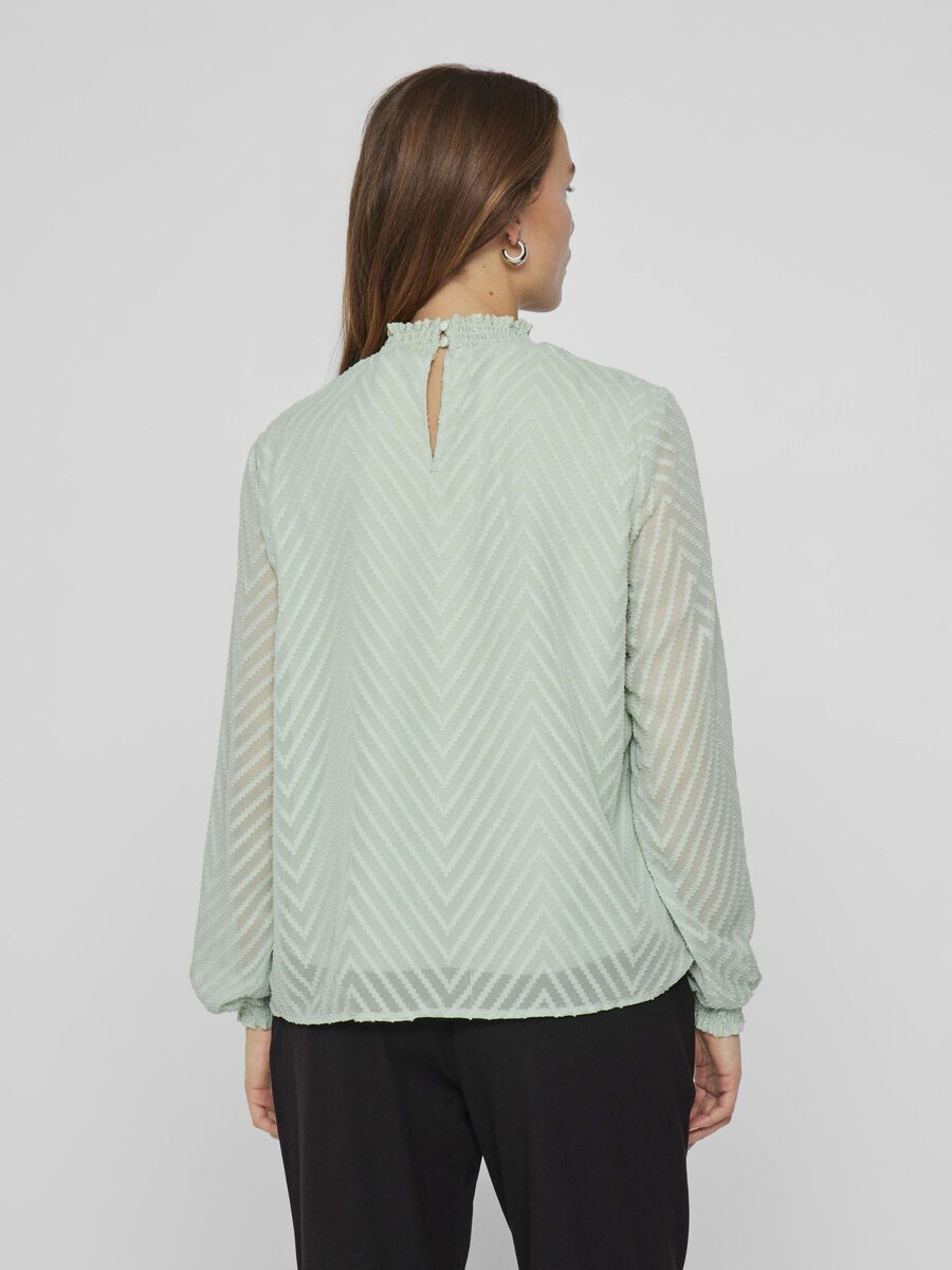 VILA HIGH NECK LONG SLEEVED BLOUSE, Silt Green, highres - 14103234_SiltGreen_004.jpg