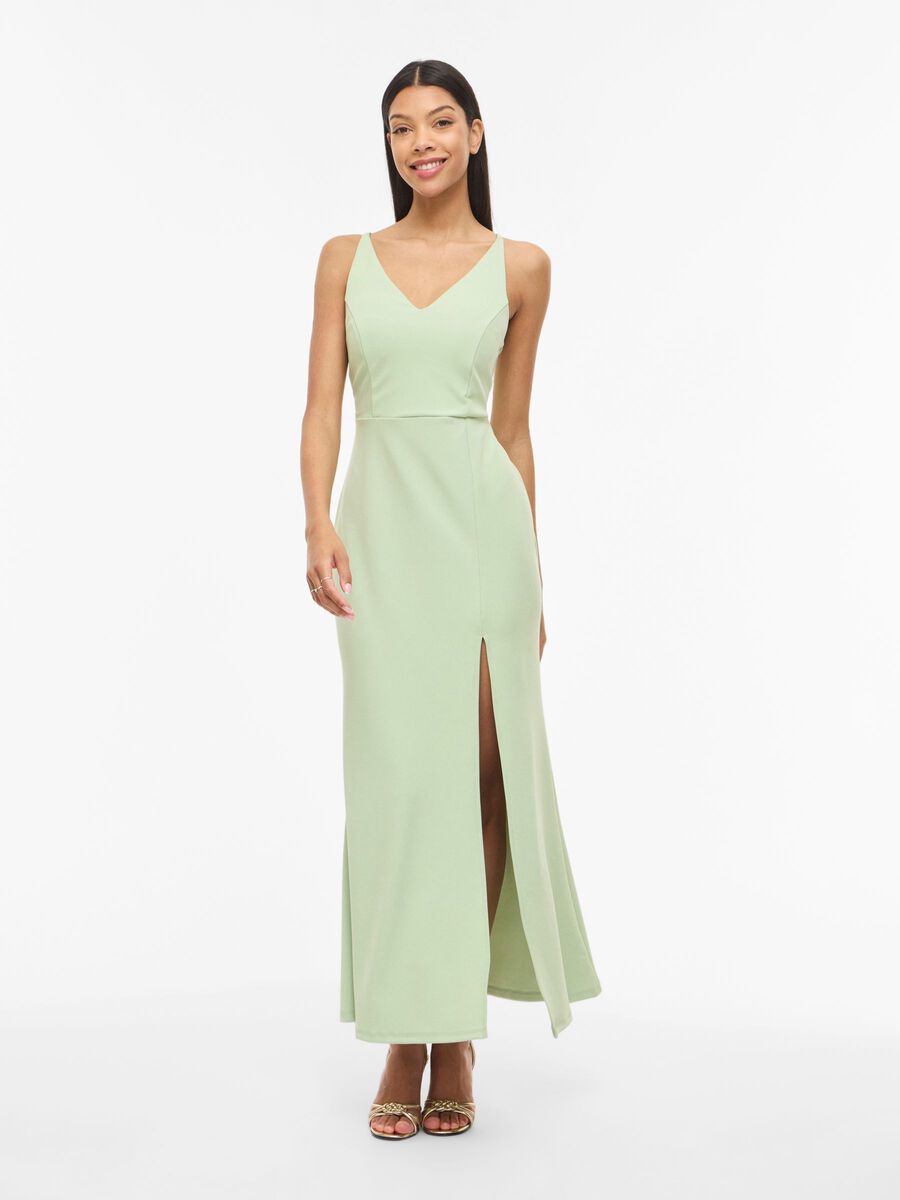 Product carousel image - VICLARA V-NECK MAXI DRESS, Smoke Green | 1