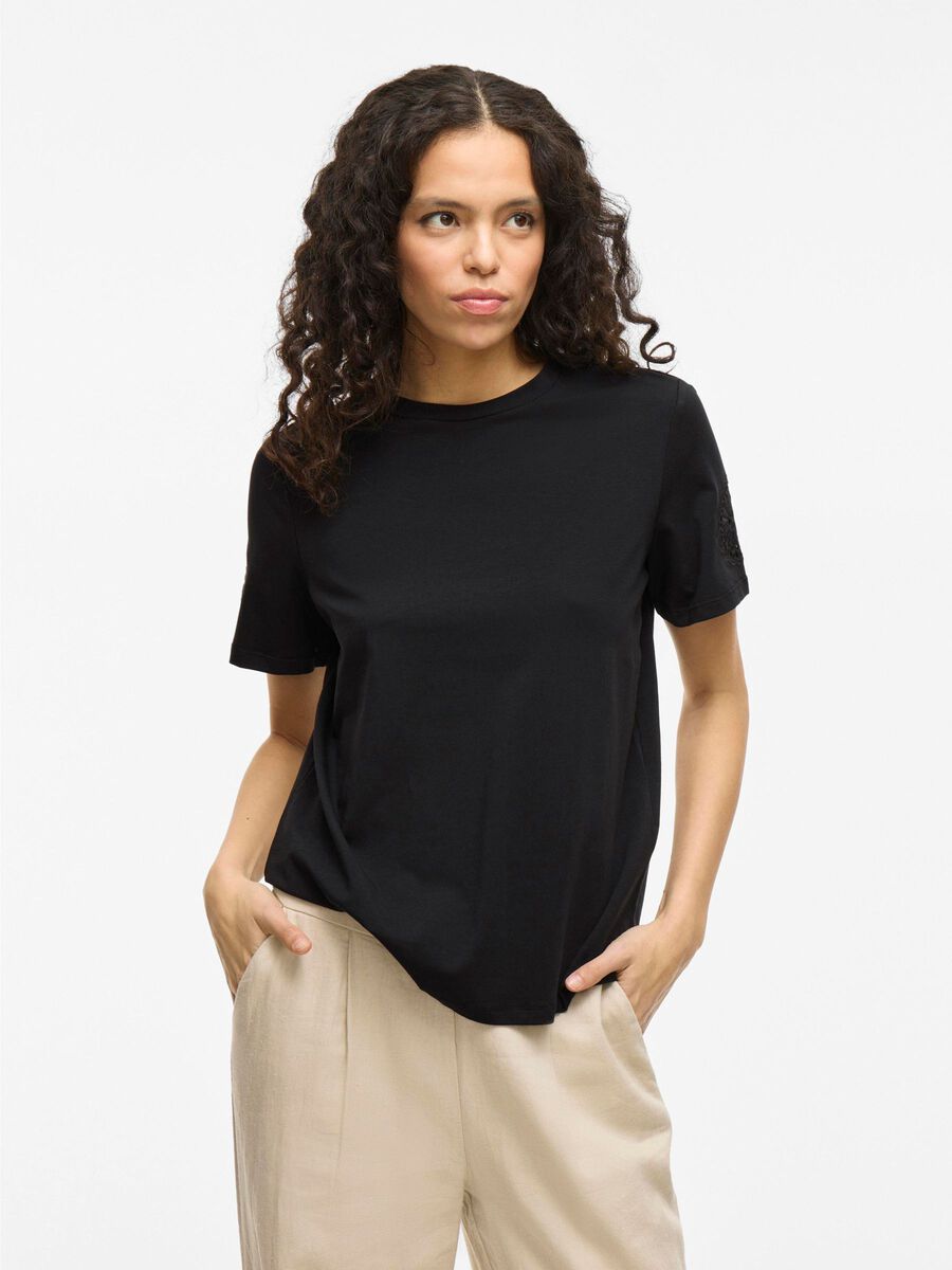 VILA VICELIANA ROUND NECK SHORT SLEEVED TOP, Black Beauty, highres - 14105250_BlackBeauty_003.jpg
