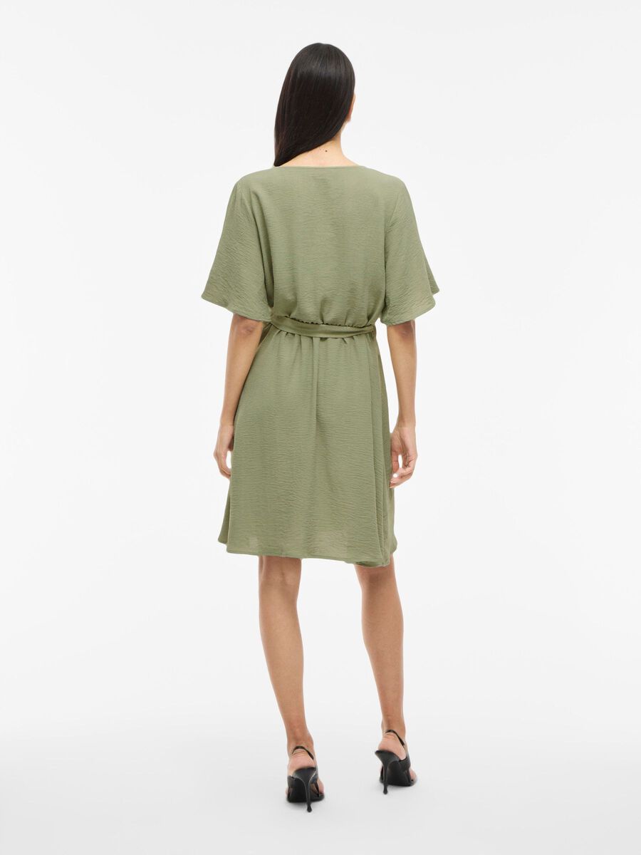 VILA SHORT WRAP DRESS, Oil Green, highres - 14101657_OilGreen_004.jpg