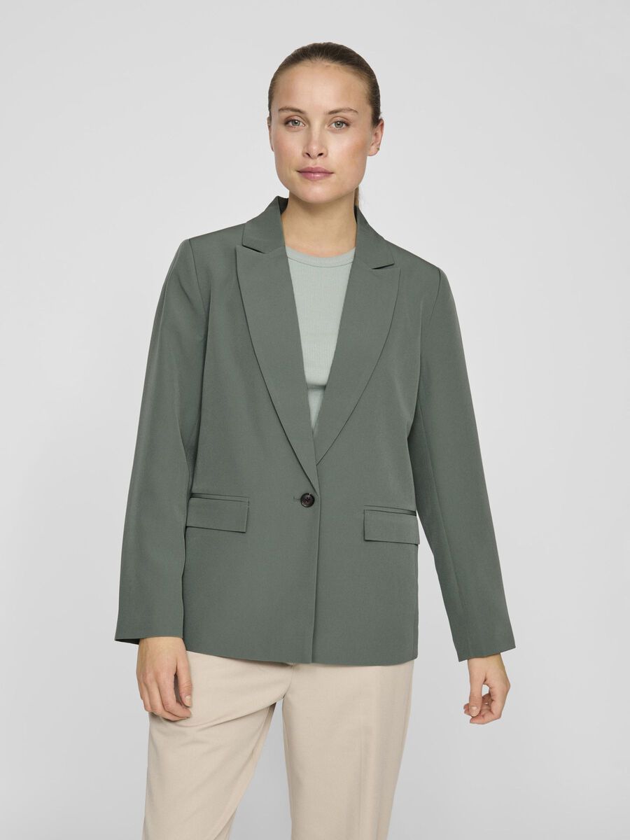 VILA À BOUTONNAGE SIMPLE BLAZER, Laurel Wreath, highres - 14107071_LaurelWreath_003.jpg