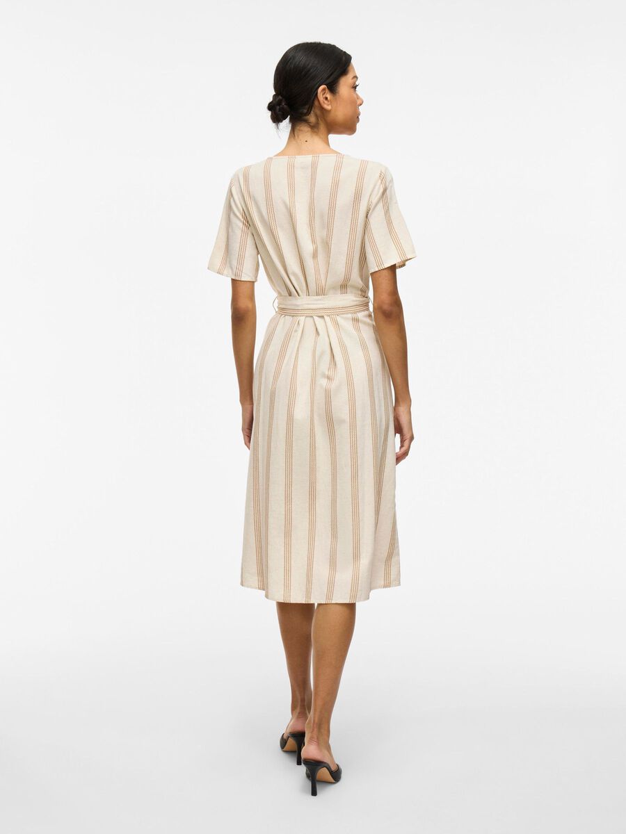 VILA SHORT SLEEVED MIDI DRESS, Super Light Natural Melan, highres - 14105080_SuperLightNaturalMelan_1191693_004.jpg