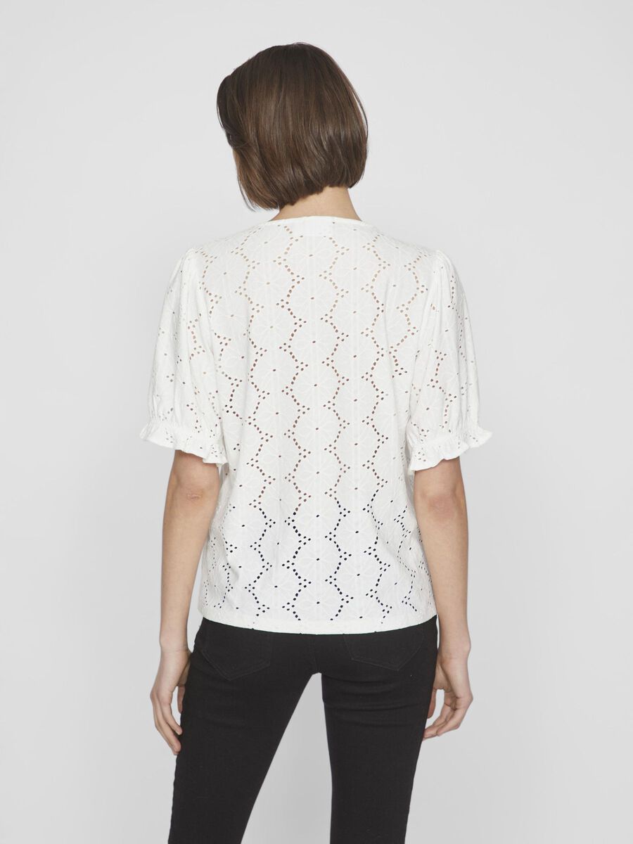 VILA ROUND NECK SHORT SLEEVED TOP, Cloud Dancer, highres - 14099801_CloudDancer_004.jpg