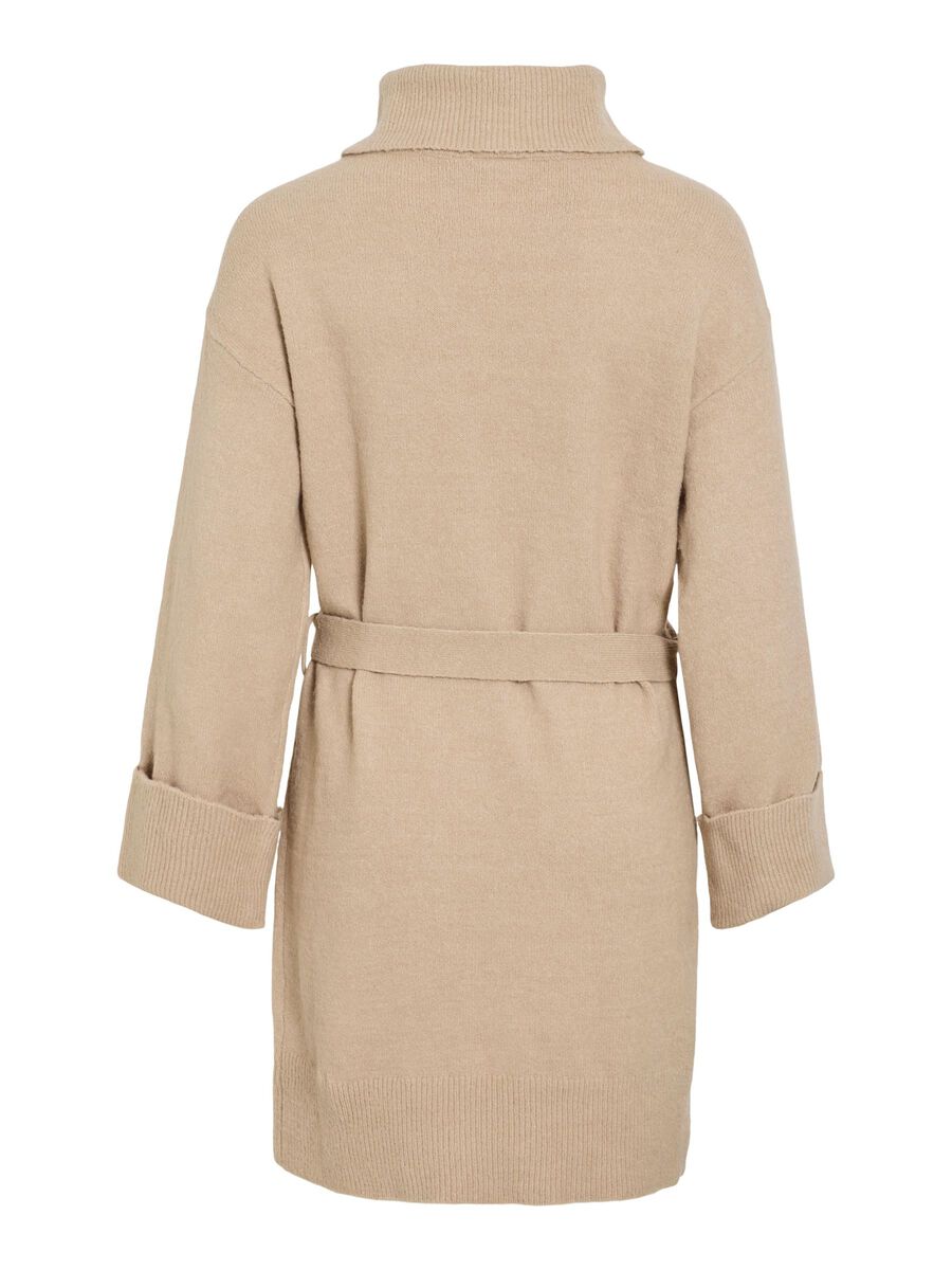 VILA TIE WAIST KNITTED DRESS, Natural Melange, highres - 14061999_NaturalMelange_002.jpg