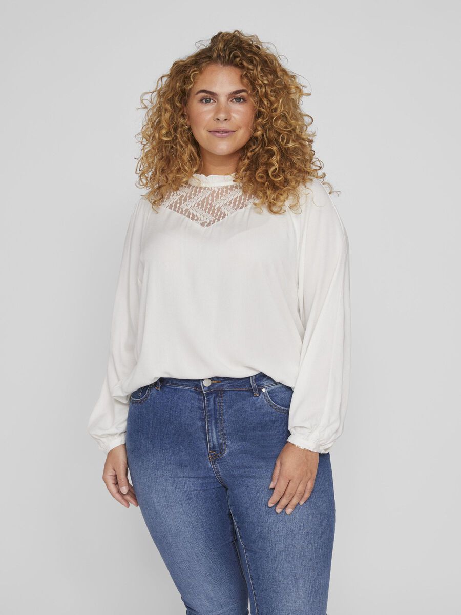 Vila CURVE - UPPER LACE LONG SLEEVED TOP, Cloud Dancer, highres - 14074446_CloudDancer_003.jpg