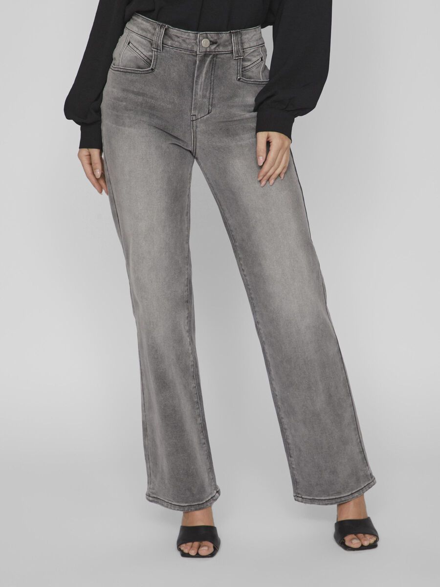 Vila MELLEMHØJ TALJE WIDE FIT JEANS, Grey Denim, highres - 14091756_GreyDenim_003.jpg