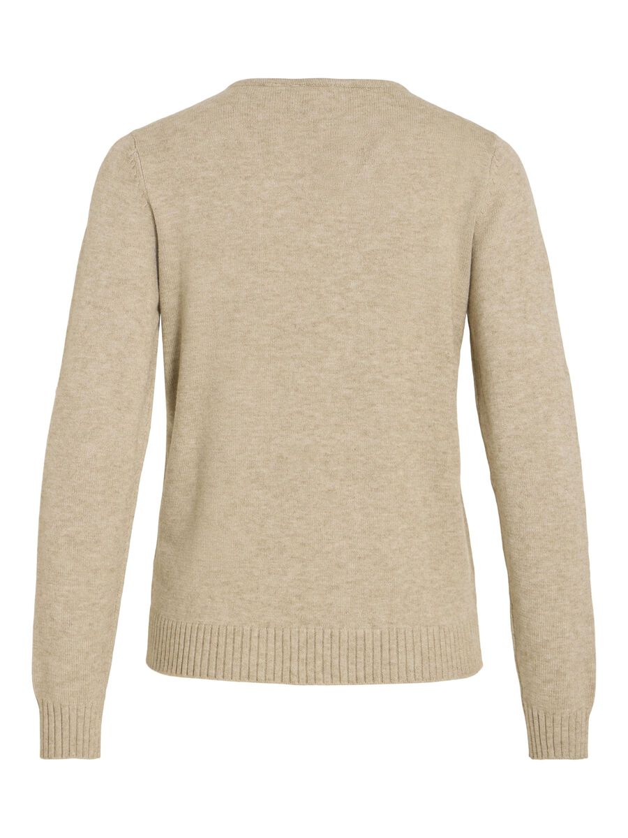 VILA VIRIL V-HALS STRIKKET PULLOVER, Natural Melange, highres - 14042769_NaturalMelange_002.jpg