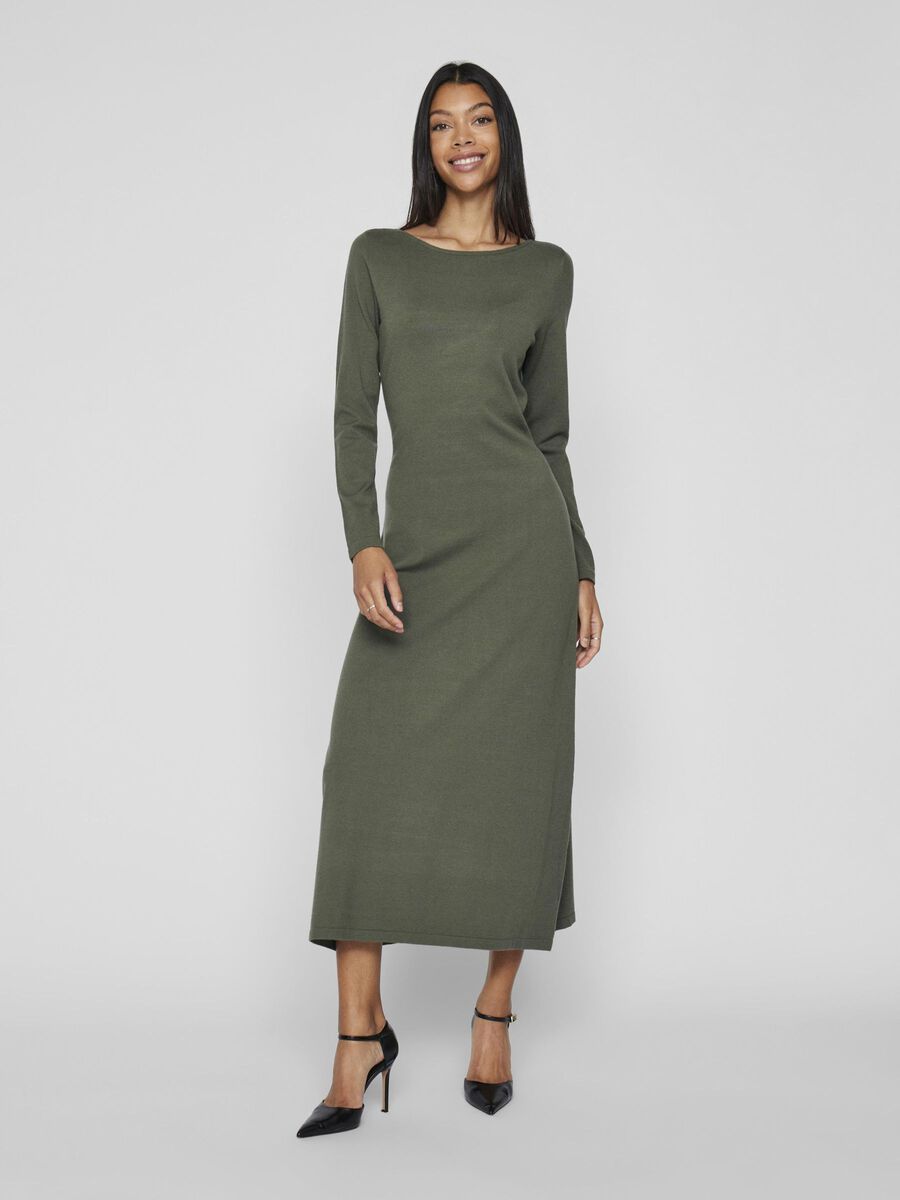 VILA KNITTED MIDI DRESS, Four Leaf Clover, highres - 14109869_FourLeafClover_003.jpg
