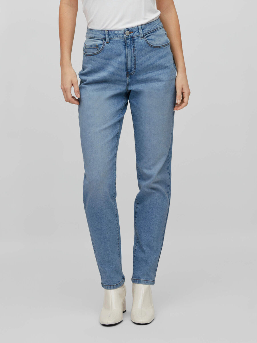 Vila HIGH-WAIST MOM JEANS, Light Blue Denim, highres - 14080230_LightBlueDenim_003.jpg