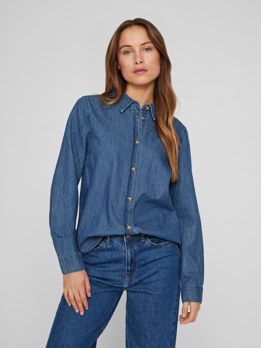 VILA À MANCHES LONGUES CHEMISE EN JEAN, Medium Blue Denim, highres - 14108905_MediumBlueDenim_003.jpg