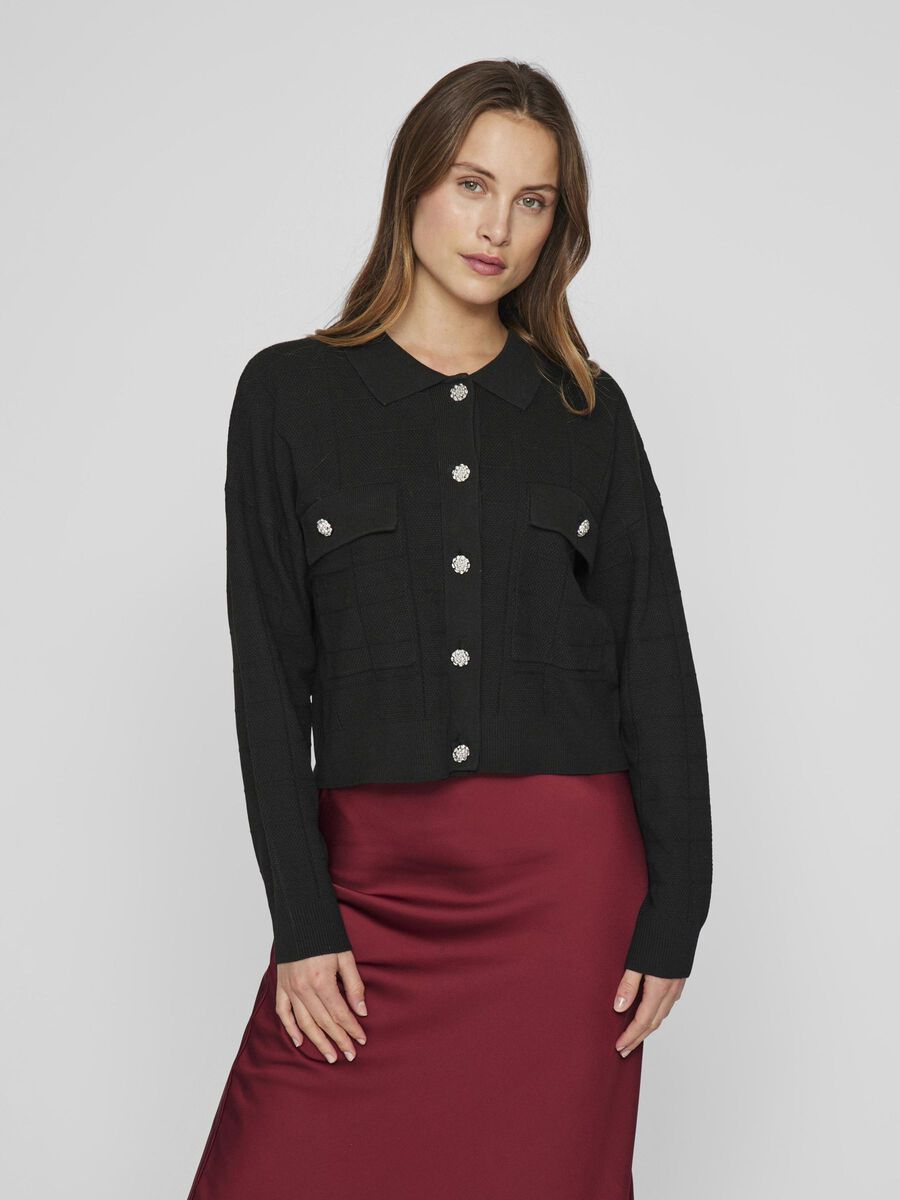 VILA COURTE CARDIGAN EN MAILLE, Black Beauty, highres - 14104607_BlackBeauty_003.jpg