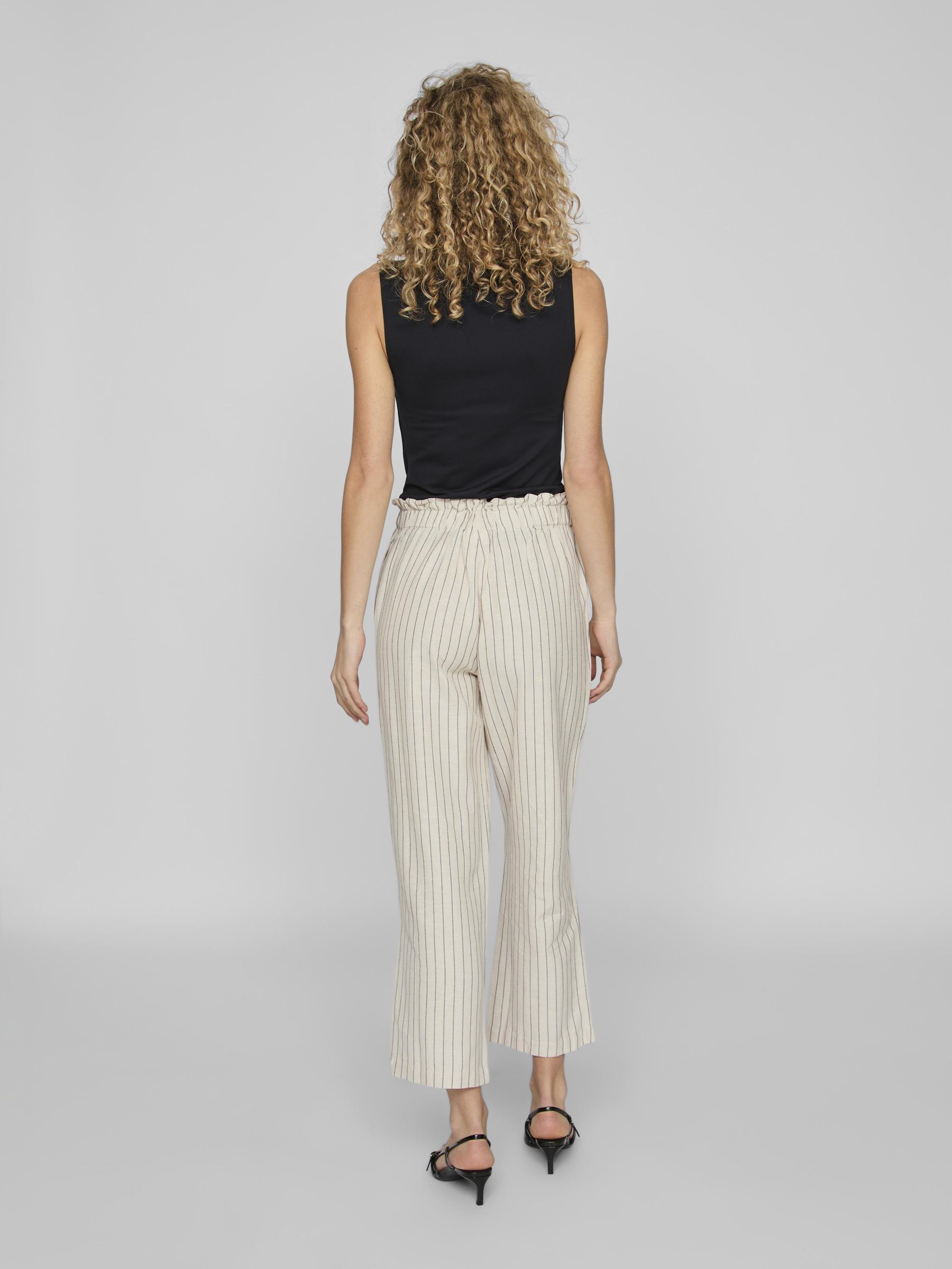 STRIPED PAPERBAG TROUSERS Brown VILA