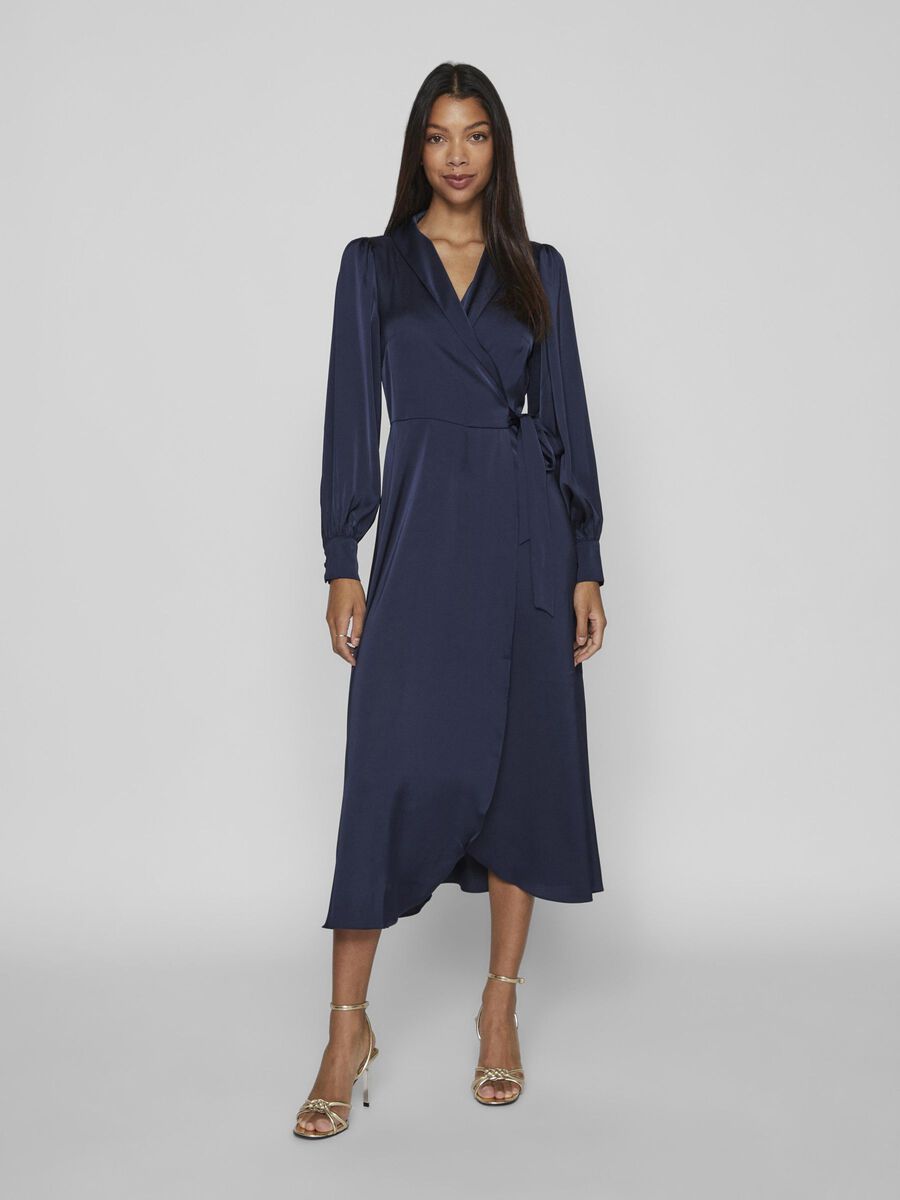 VILA LONG SLEEVED MIDI WRAP DRESS, Navy Blazer, highres - 14093784_NavyBlazer_003.jpg