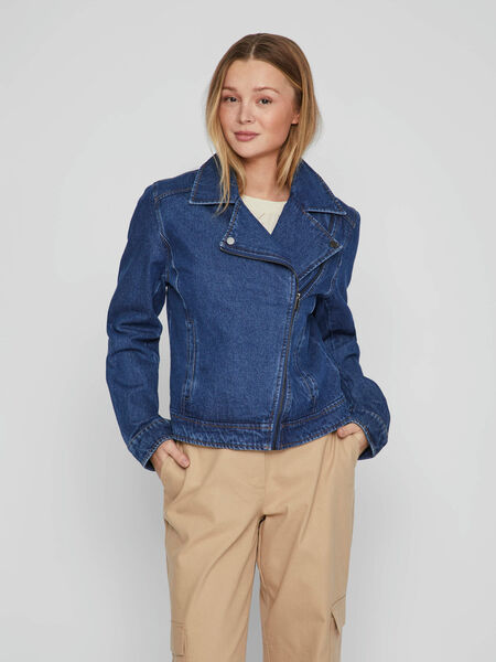 Vila BIKER DENIM JACKET, Medium Blue Denim, highres - 14081941_MediumBlueDenim_003.jpg