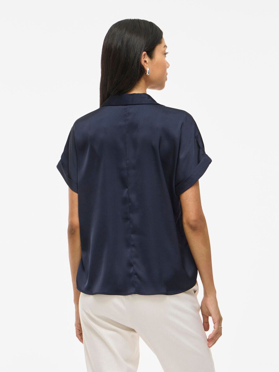 VILA VIENNA SHORT SLEEVED SHIRT, Navy Blazer, highres - 14107405_NavyBlazer_004.jpg