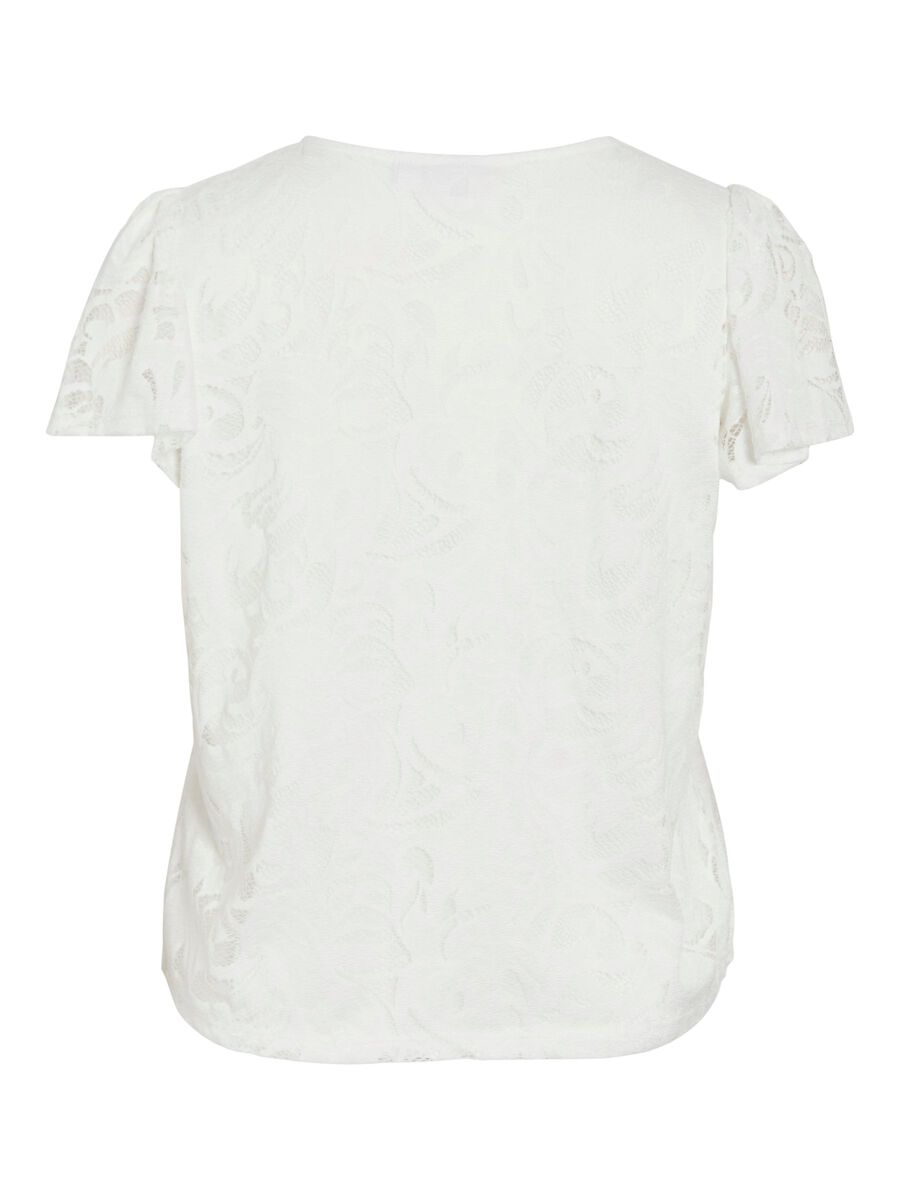 VILA VISTASIA V-NECK SHORT SLEEVED TOP, Snow White, highres - 14111231_SnowWhite_002.jpg
