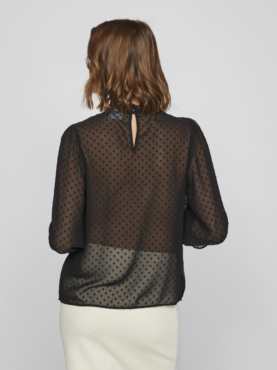 VILA PRICKIG TOPP MED 3/4-ÄRMAR, Black, highres - 14102158_Black_004.jpg