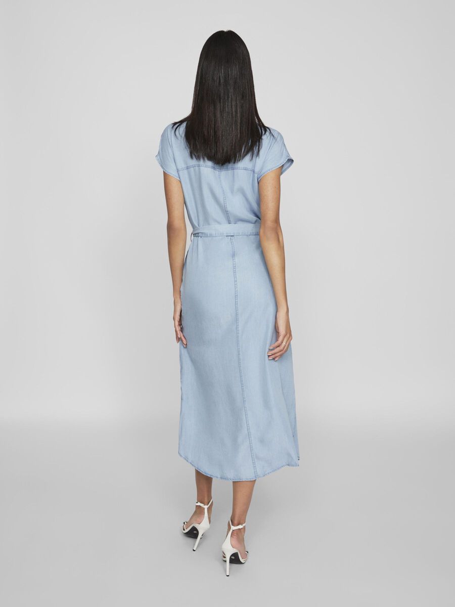 VILA TIE WAIST MIDI DRESS, Light Blue Denim, highres - 14097250_LightBlueDenim_004.jpg