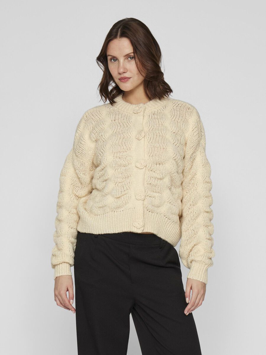 VILA BUTTON FRONT KNITTED CARDIGAN, Birch, highres - 14108796_Birch_003.jpg