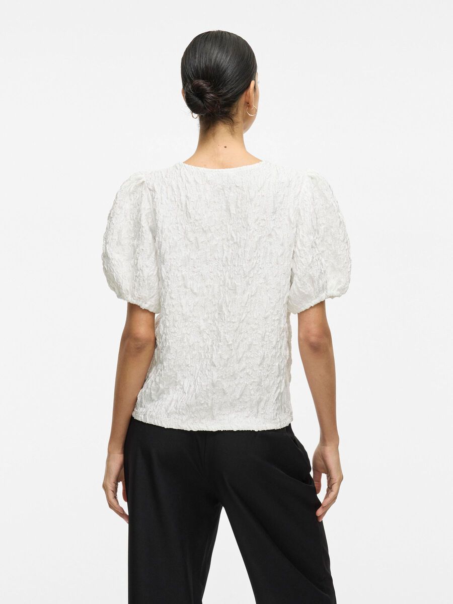 VILA ROUND NECK SHORT SLEEVED TOP, Snow White, highres - 14104020_SnowWhite_004.jpg