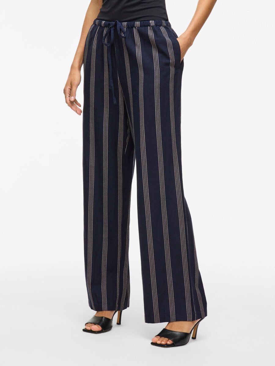 VILA MID-WAIST TROUSERS, Navy Blazer, highres - 14105082_NavyBlazer_1172296_003.jpg