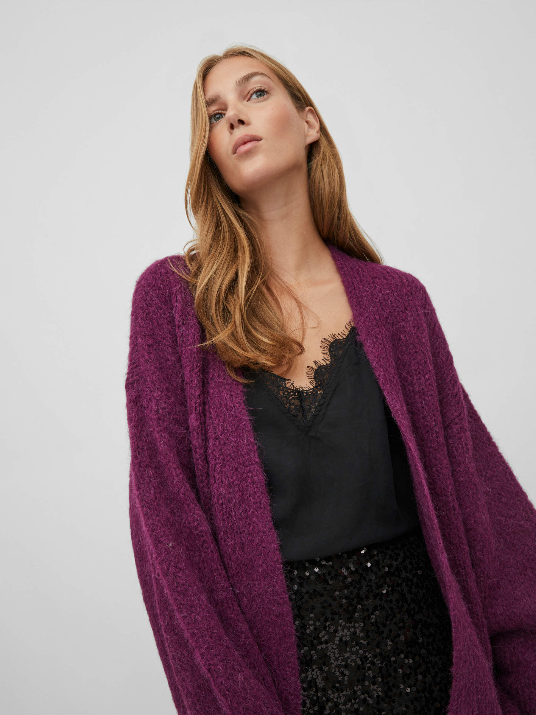 OPEN KNITTED CARDIGAN Purple VILA