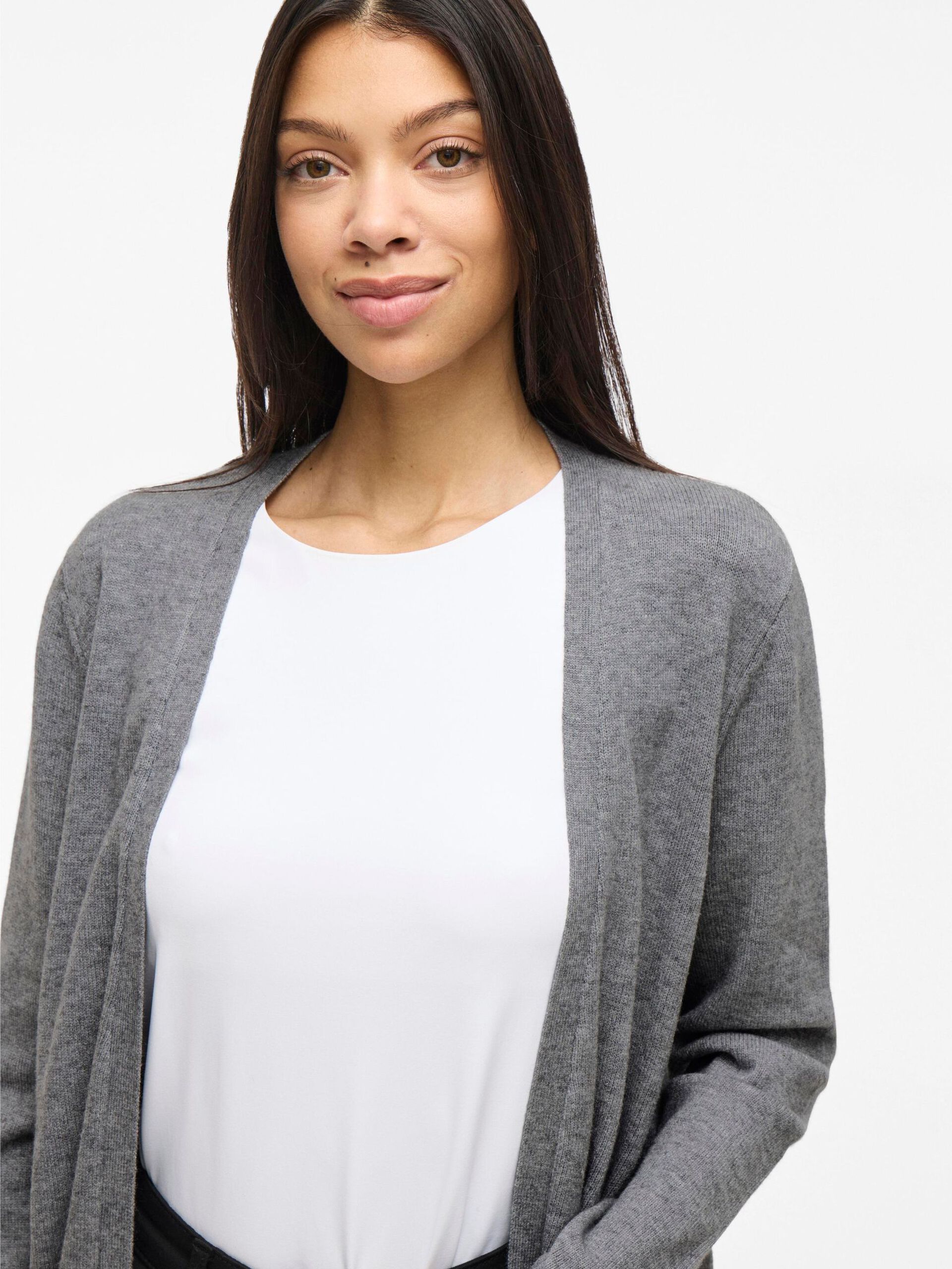 Carousel image - VIRIL BASIC KNITTED CARDIGAN, Medium Grey Melange | 5