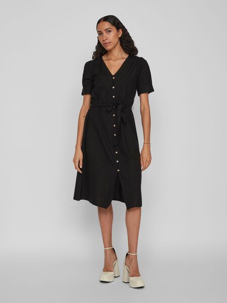 Vila BUTTONED MIDI DRESS, Black, highres - 14085283_Black_003.jpg