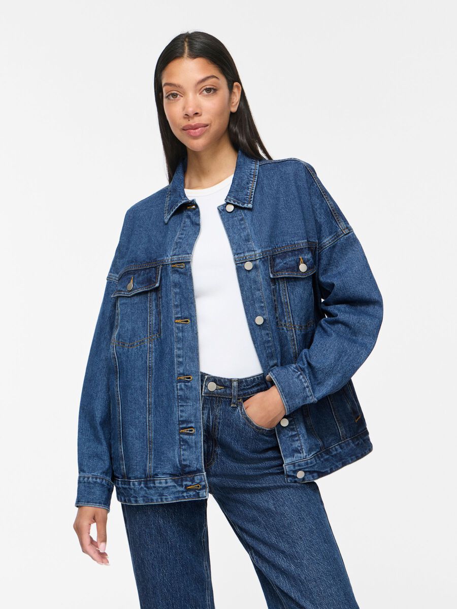 Product carousel image - VIKIRA BUTTONED DENIM JACKET, Medium Blue Denim | 1