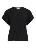 VILA VIMARLEE SPLIT NECK SHORT SLEEVED TOP, Black Beauty, highres - 14108917_BlackBeauty_001.jpg