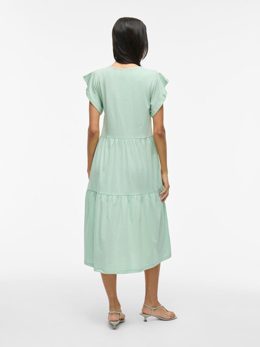 VILA SHORT SLEEVE MIDI DRESS, Silt Green, highres - 14087542_SiltGreen_004.jpg
