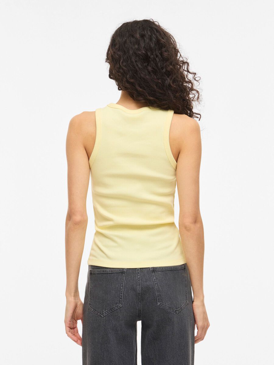 Product carousel image - VISOLA ROUND NECK SLEEVELESS TOP, Pastel Yellow | 2