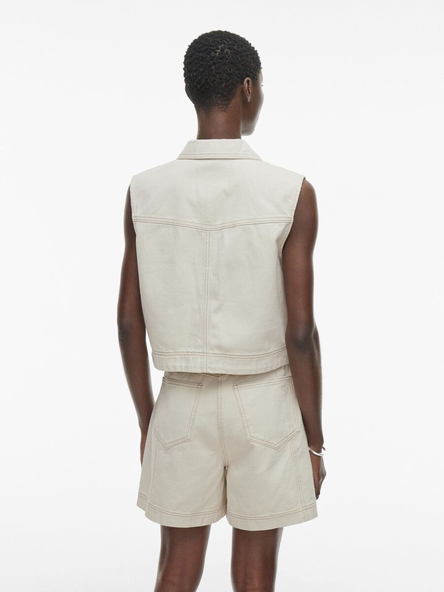 VILA SLEEVELESS DENIM SHIRT, Birch, highres - 14105743_Birch_004.jpg