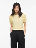 Product image thumbnail - VIANINE RUND UDSK&AElig;RING TOP MED KORTE &AElig;RMER, Pastel Yellow | 1
