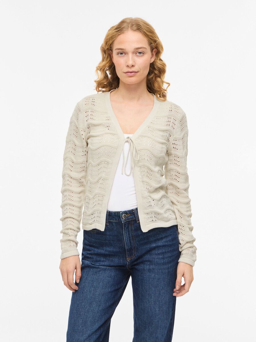 Product carousel image - VIWAVE TIE FRONT KNITTED CARDIGAN, Birch | 1