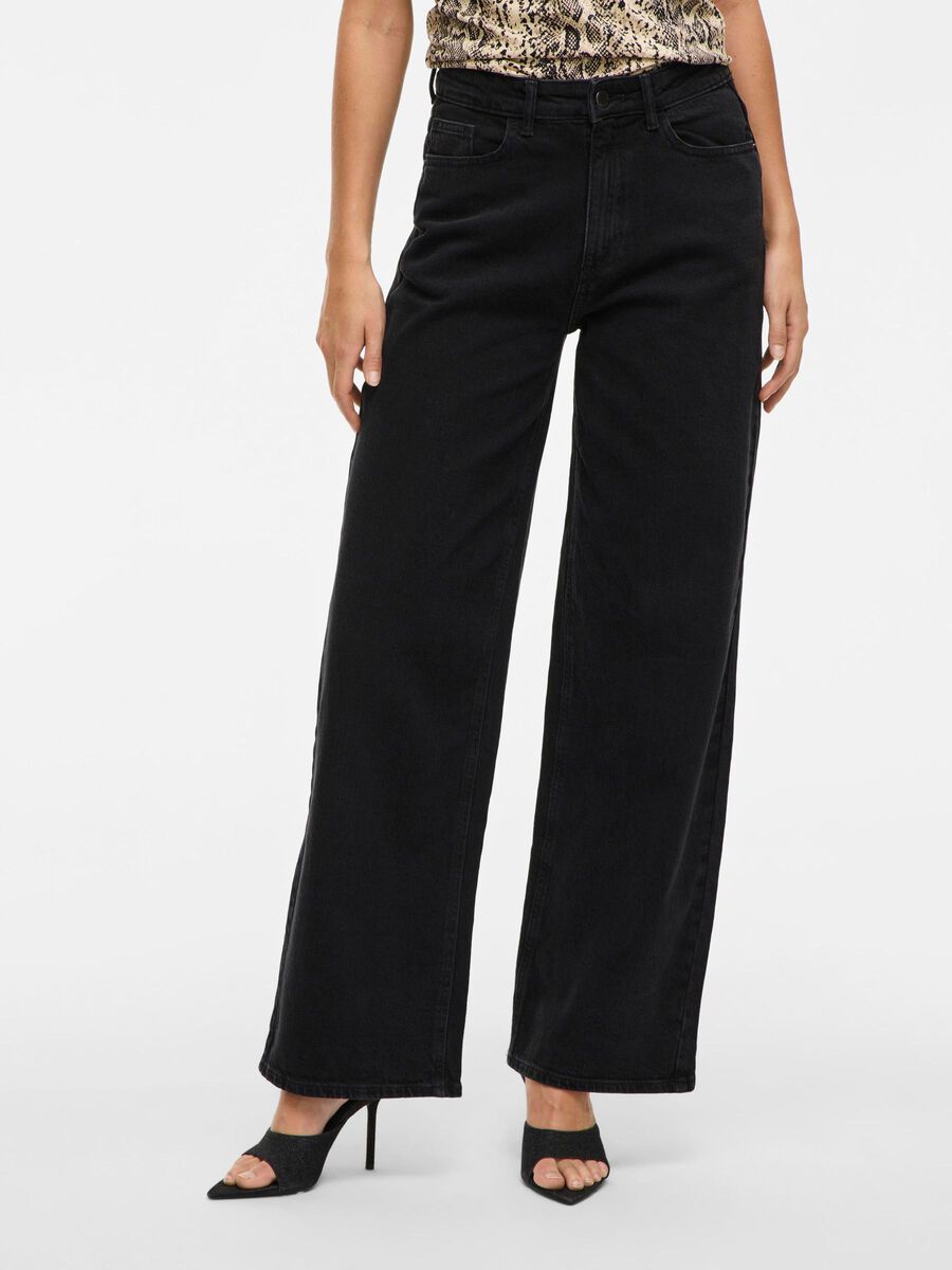 VILA VIFREYA HIGH-WAIST WIDE FIT JEANS, Black Denim, highres - 14084736_BlackDenim_1218791_003.jpg