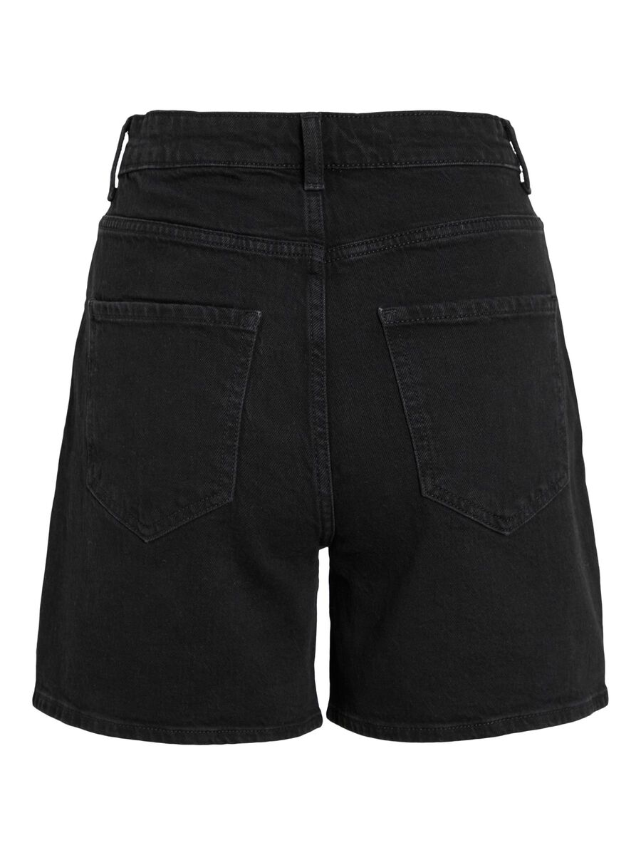 VILA HIGH WAIST DENIM SHORTS, Black Denim, highres - 14100902_BlackDenim_002.jpg