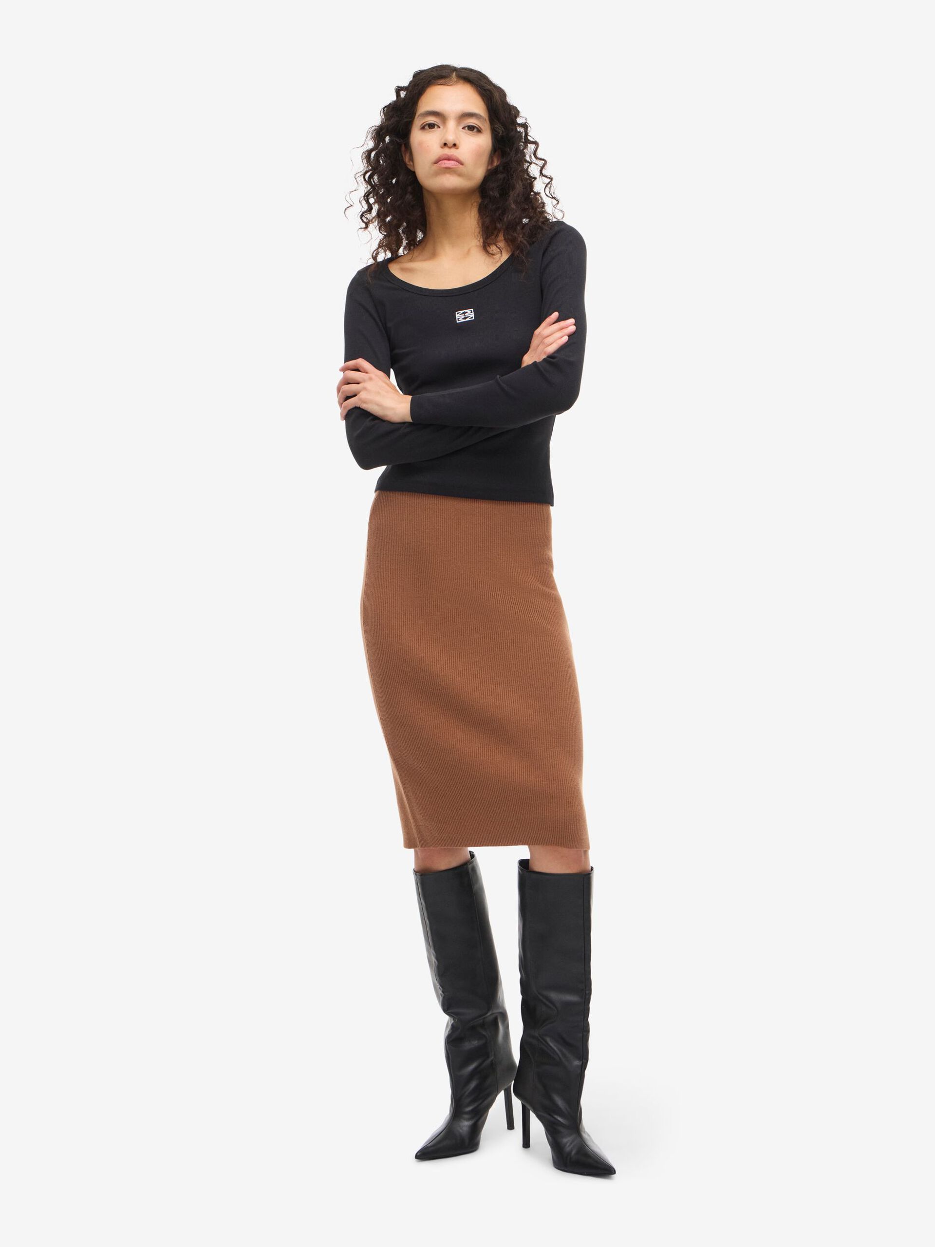 Carousel image - KNITTED MIDI SKIRT, Argan Oil | 5