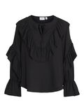 Vila RUFFLE LONG SLEEVED BLOUSE, Black, highres - 14091646_Black_001.jpg