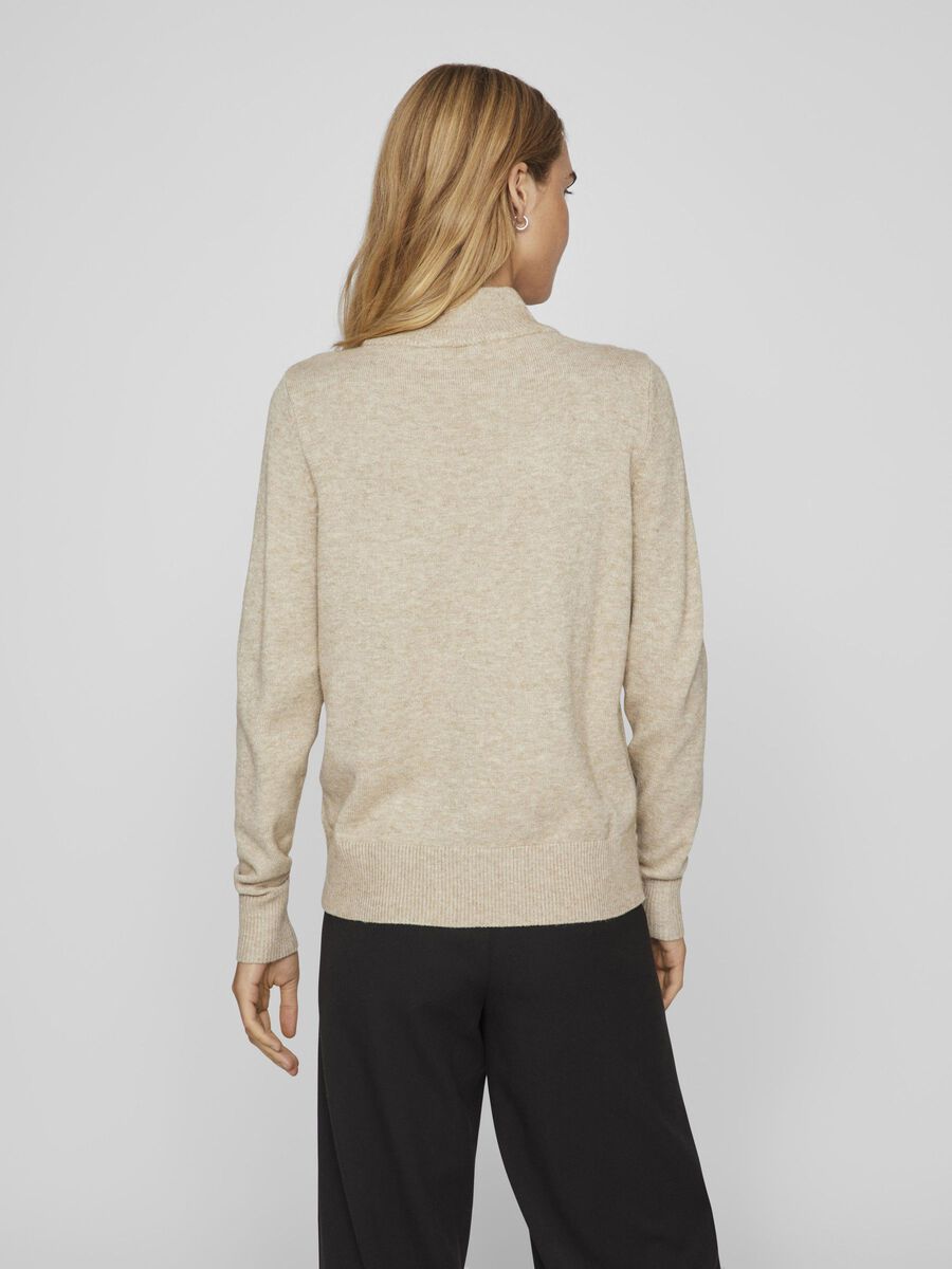 Vila HØY HALS STRIKKET PULLOVER, Natural Melange, highres - 14074306_NaturalMelange_004.jpg