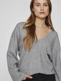 VILA V-NECK KNITTED PULLOVER, Medium Grey Melange, highres - 14103366_MediumGreyMelange_006.jpg