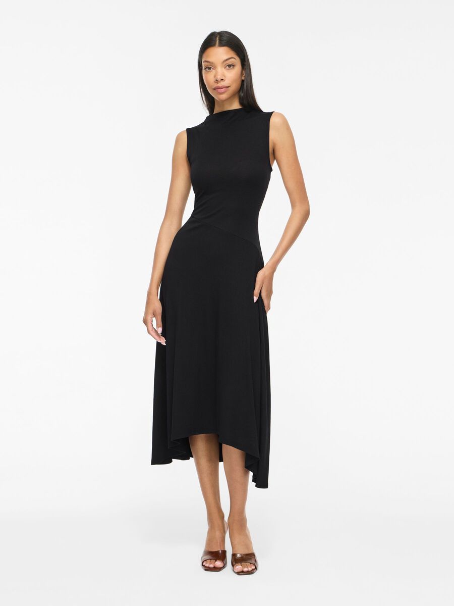 Product carousel image - VISCARLET SLEEVELESS MIDI DRESS, Black | 1